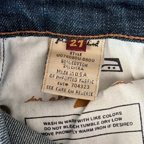 7 for all Mankind Jeans Womens Size27 Yellow Pocket Dark Blue Distressed Bootcut - Picture 9 of 9